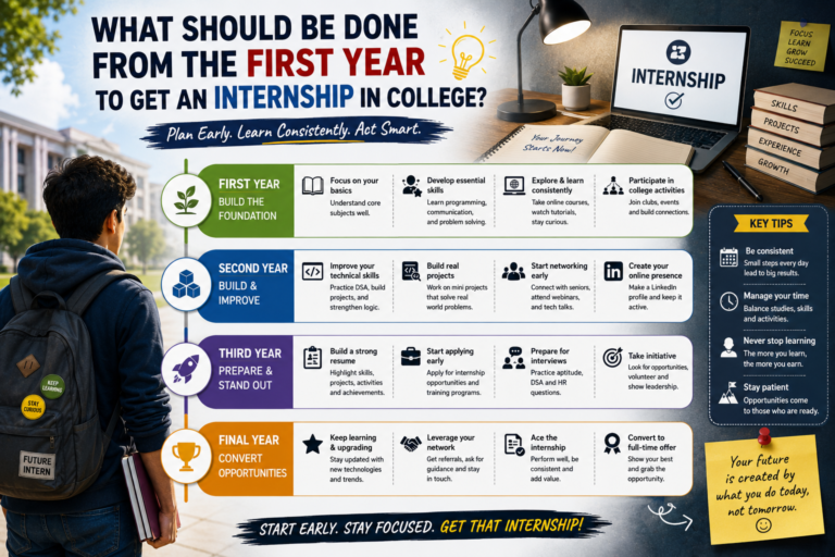 What Should Be Done From The First Year To Get An Internship In College?