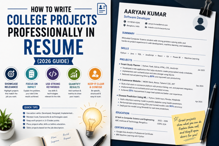 How To Write College Projects Professionally In Resume (2026 Guide)