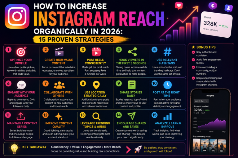 How To Increase Instagram Reach Organically In 2026: 15 Proven Strategies